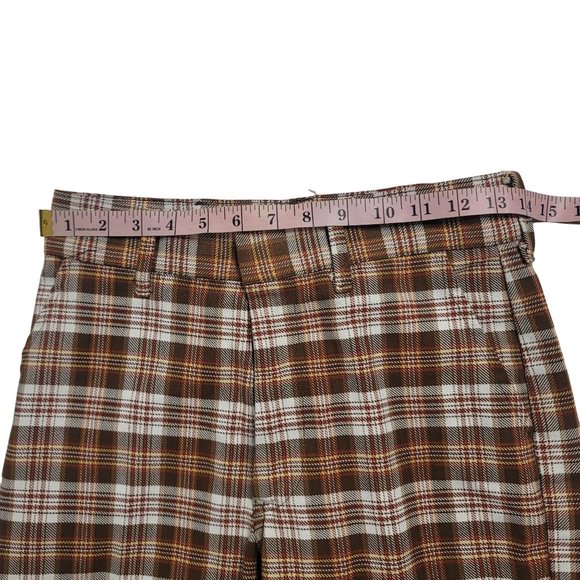 vintage hand made wool plaid belle bottom 70s pants see measurements - Picture 4 of 10